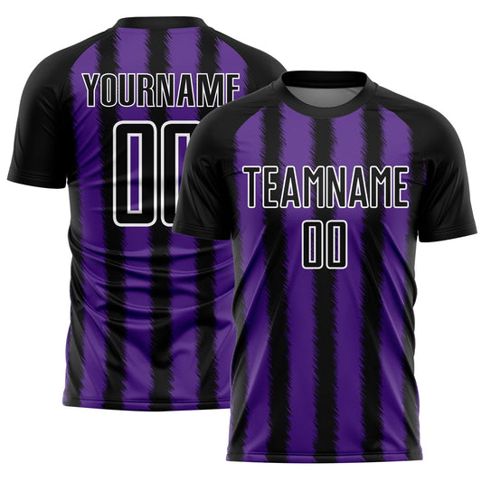Custom Black Purple-White Line Sublimation Soccer Uniform Jersey - Sky-Custom