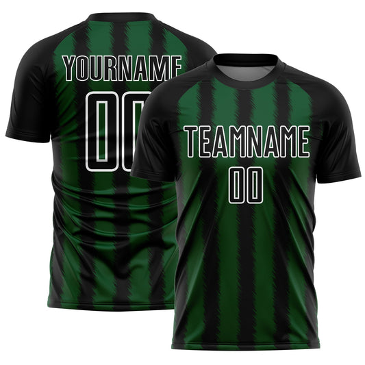Custom Black Green-White Line Sublimation Soccer Uniform Jersey - Sky-Custom