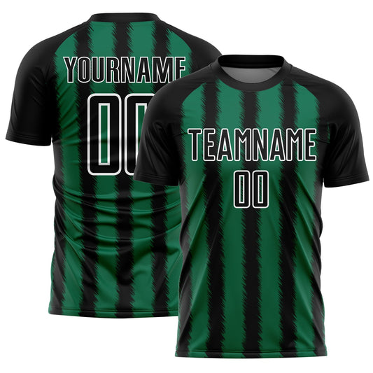 Custom Black Kelly Green-White Line Sublimation Soccer Uniform Jersey - Sky-Custom