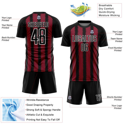 Custom Black Crimson-White Line Sublimation Soccer Uniform Jersey - Sky-Custom