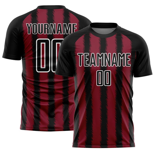 Custom Black Crimson-White Line Sublimation Soccer Uniform Jersey - Sky-Custom