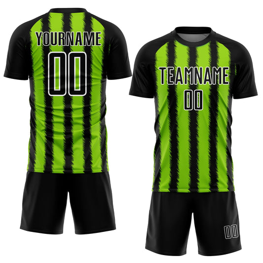 Custom Black Neon Green-White Line Sublimation Soccer Uniform Jersey - Sky-Custom