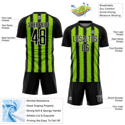 Custom Black Neon Green-White Line Sublimation Soccer Uniform Jersey - Sky-Custom