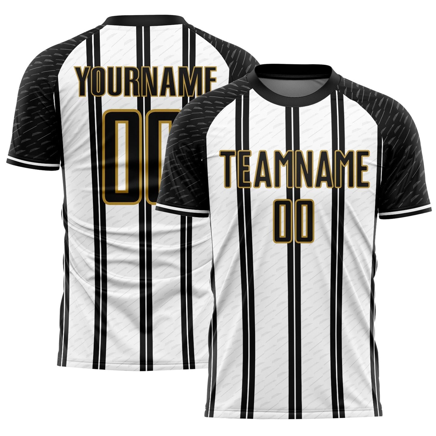 Custom Black White-Old Gold Line Sublimation Soccer Uniform Jersey - Sky-Custom