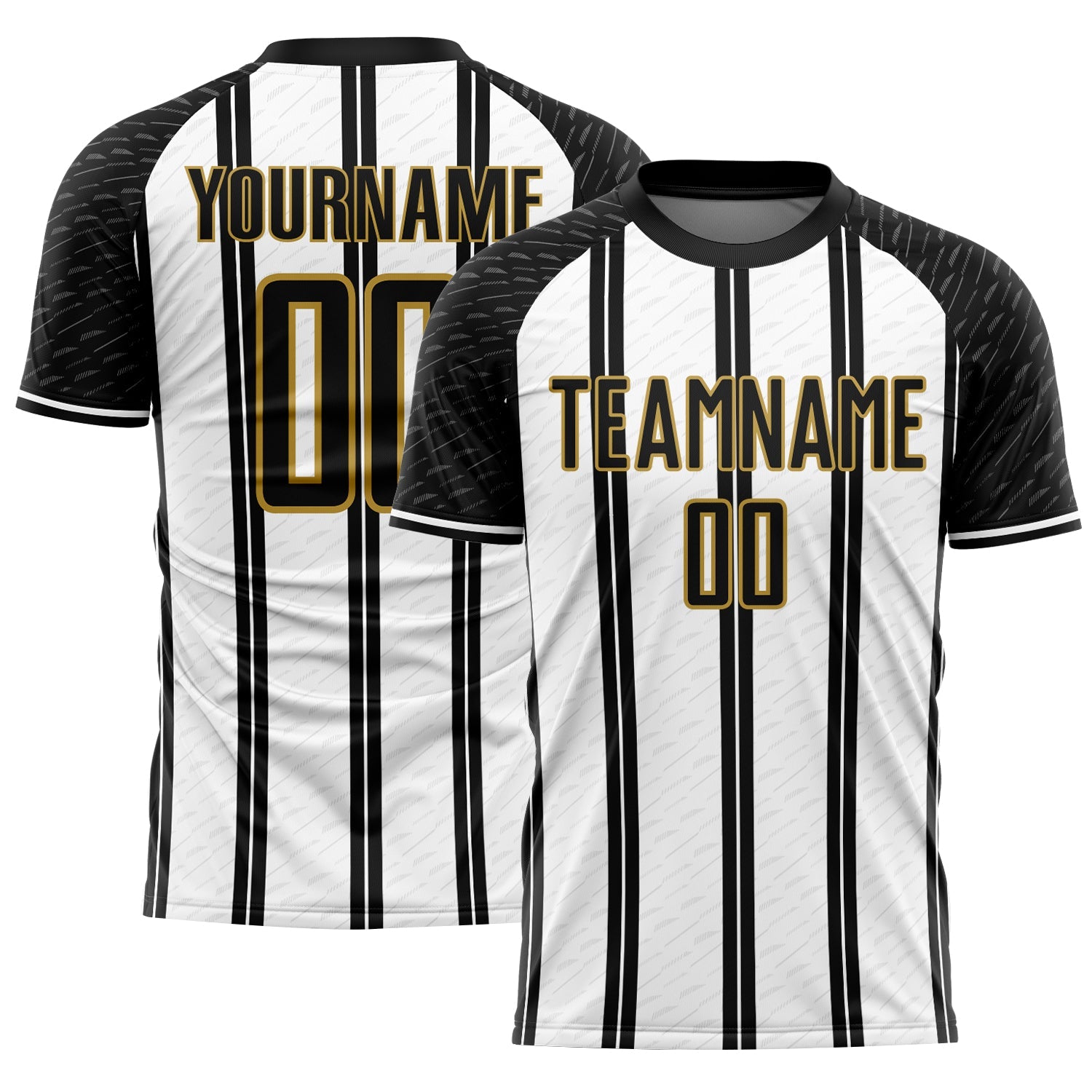 Custom Black White-Old Gold Line Sublimation Soccer Uniform Jersey - Sky-Custom