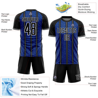 Custom Black Royal-White Line Sublimation Soccer Uniform Jersey - Sky-Custom