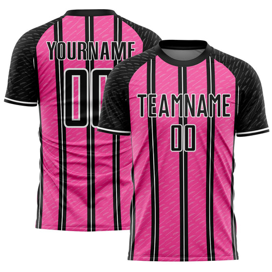 Custom Black Pink-White Line Sublimation Soccer Uniform Jersey - Sky-Custom