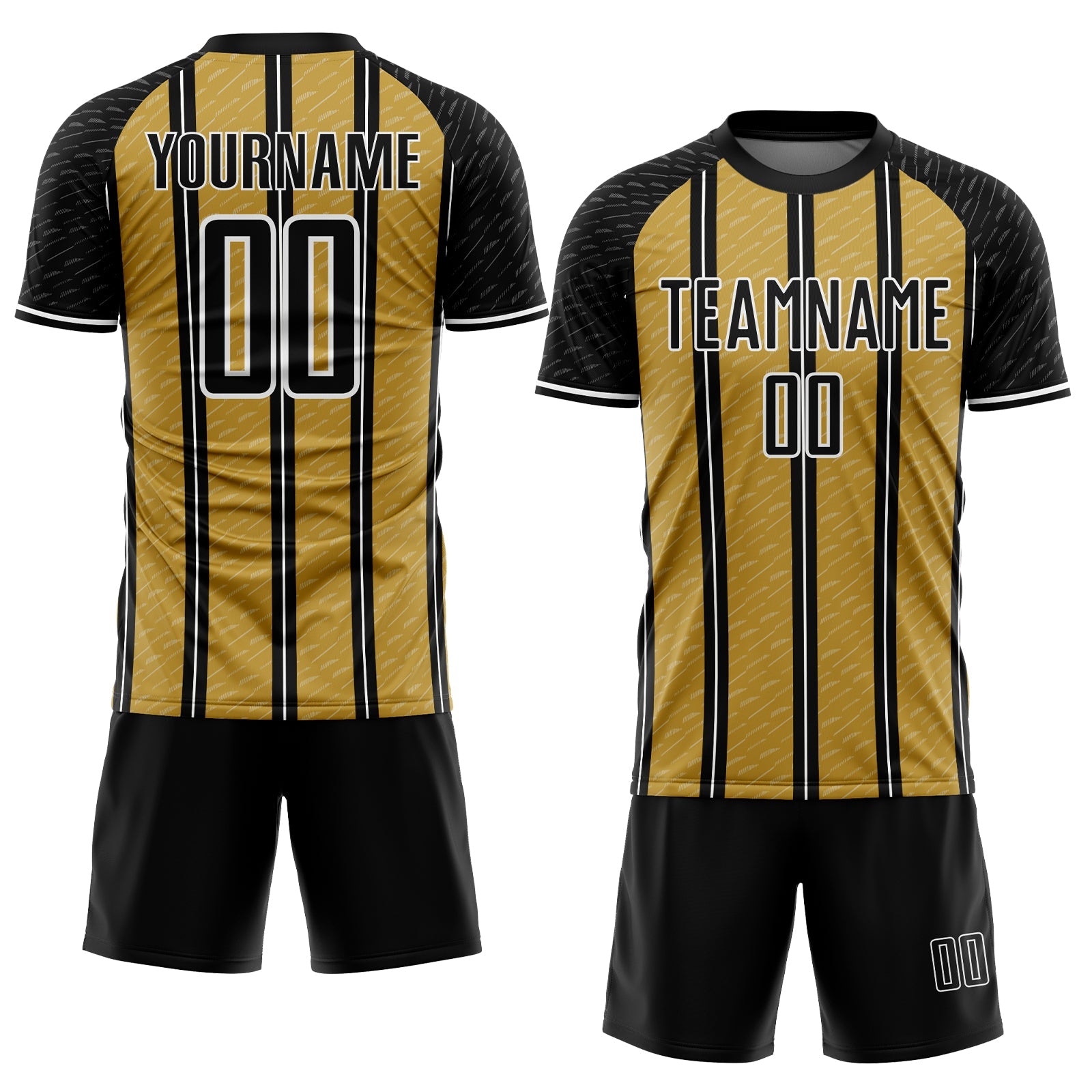 Custom Black Old Gold-White Line Sublimation Soccer Uniform Jersey - Sky-Custom