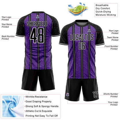 Custom Black Purple-White Line Sublimation Soccer Uniform Jersey - Sky-Custom