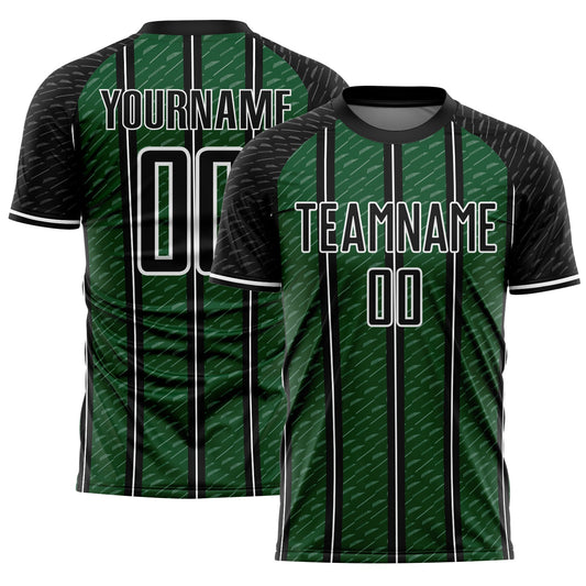 Custom Black Green-White Line Sublimation Soccer Uniform Jersey - Sky-Custom