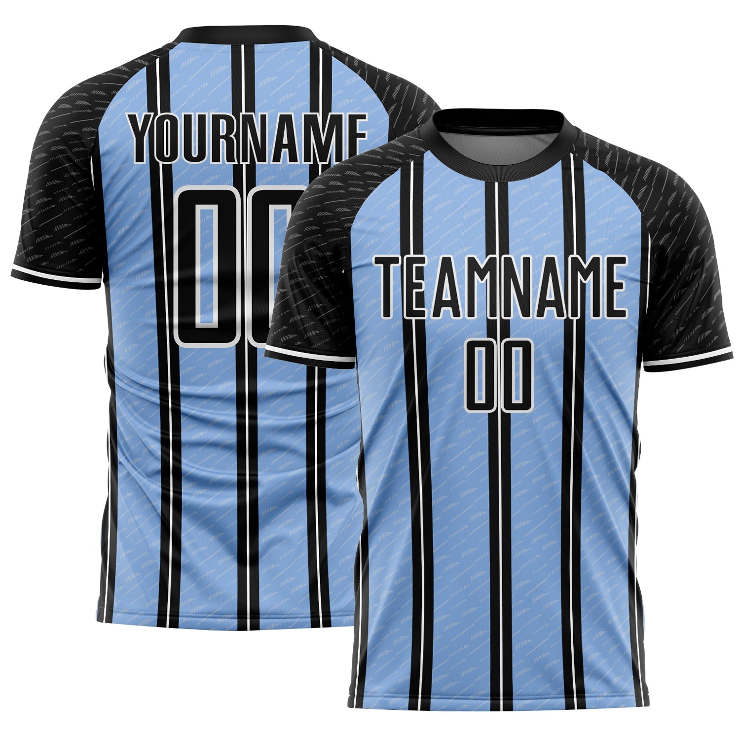 Custom Black Light Blue-White Line Sublimation Soccer Uniform Jersey - Sky-Custom