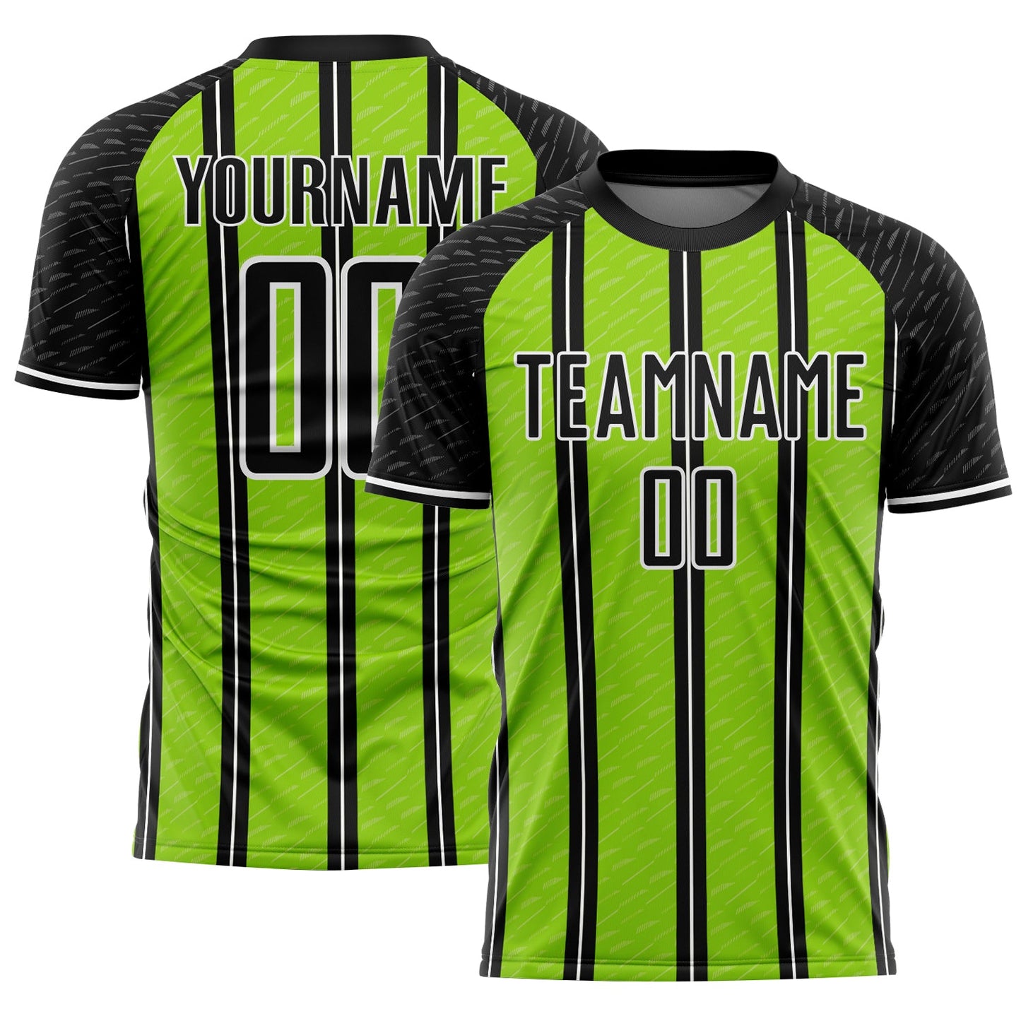 Custom Black Neon Green-White Line Sublimation Soccer Uniform Jersey - Sky-Custom