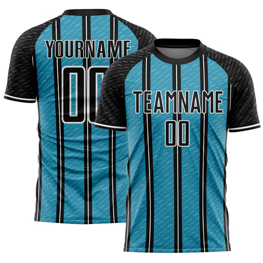 Custom Black Panther Blue-White Line Sublimation Soccer Uniform Jersey - Sky-Custom