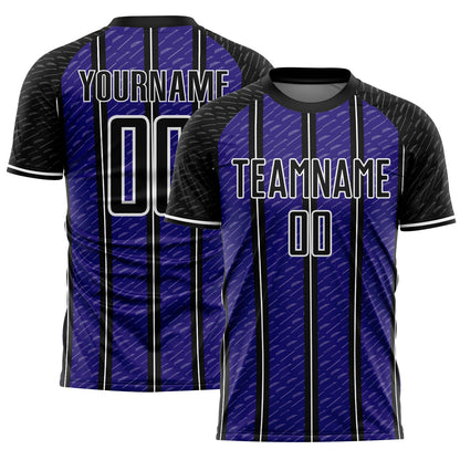 Custom Black Dark Purple-White Line Sublimation Soccer Uniform Jersey - Sky-Custom
