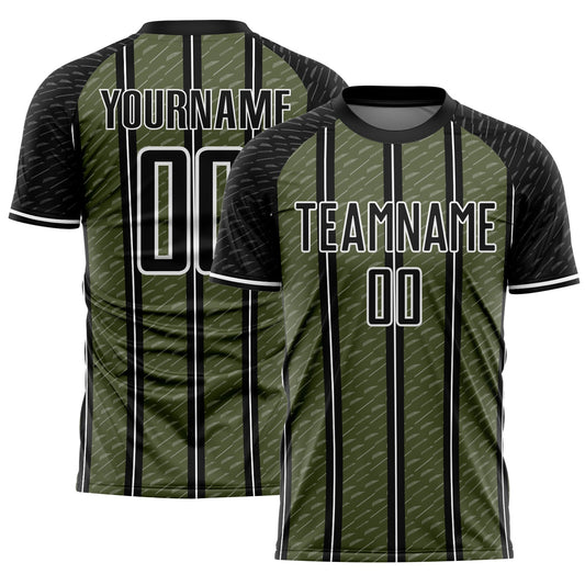 Custom Black Olive-White Line Sublimation Soccer Uniform Jersey - Sky-Custom