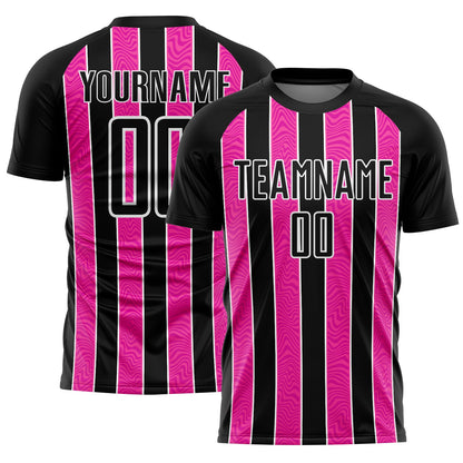 Custom Black Pink-White Line Sublimation Soccer Uniform Jersey - Sky-Custom