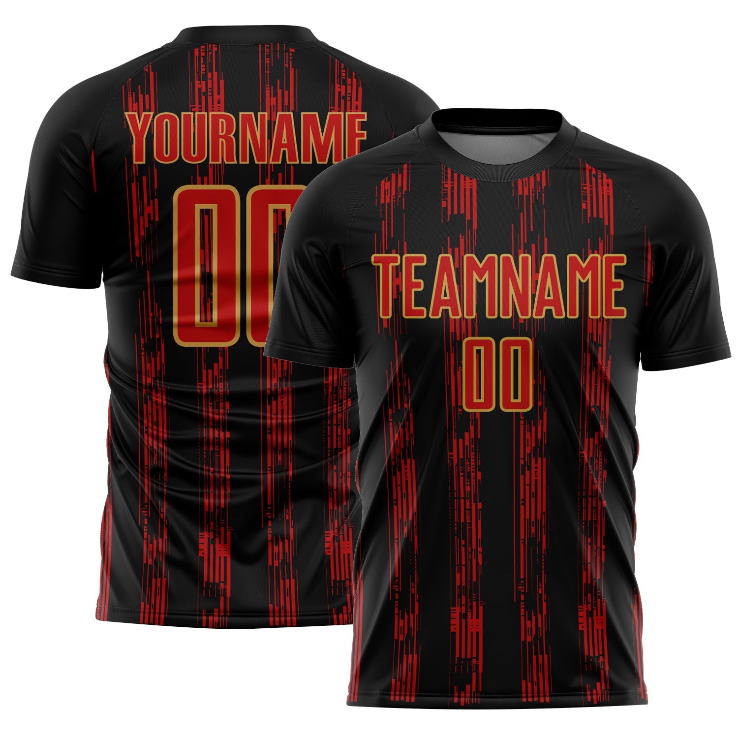 Custom Black Red-Old Gold Line Sublimation Soccer Uniform Jersey - Sky-Custom