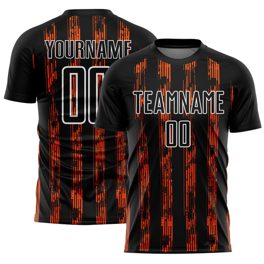 Custom Black Orange-White Line Sublimation Soccer Uniform Jersey - Sky-Custom