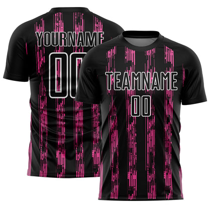 Custom Black Pink-White Line Sublimation Soccer Uniform Jersey - Sky-Custom