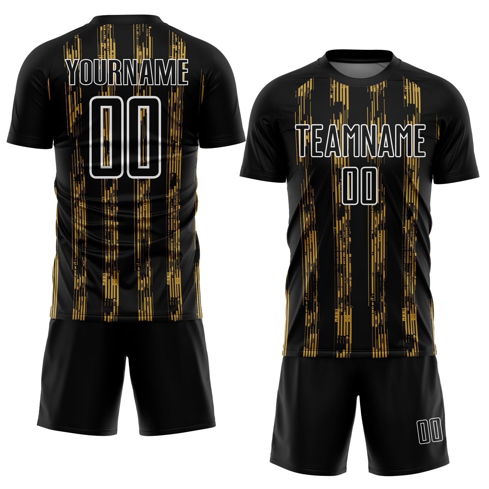 Custom Black Old Gold-White Line Sublimation Soccer Uniform Jersey - Sky-Custom