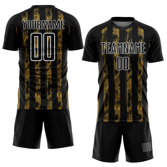 Custom Black Old Gold-White Line Sublimation Soccer Uniform Jersey - Sky-Custom
