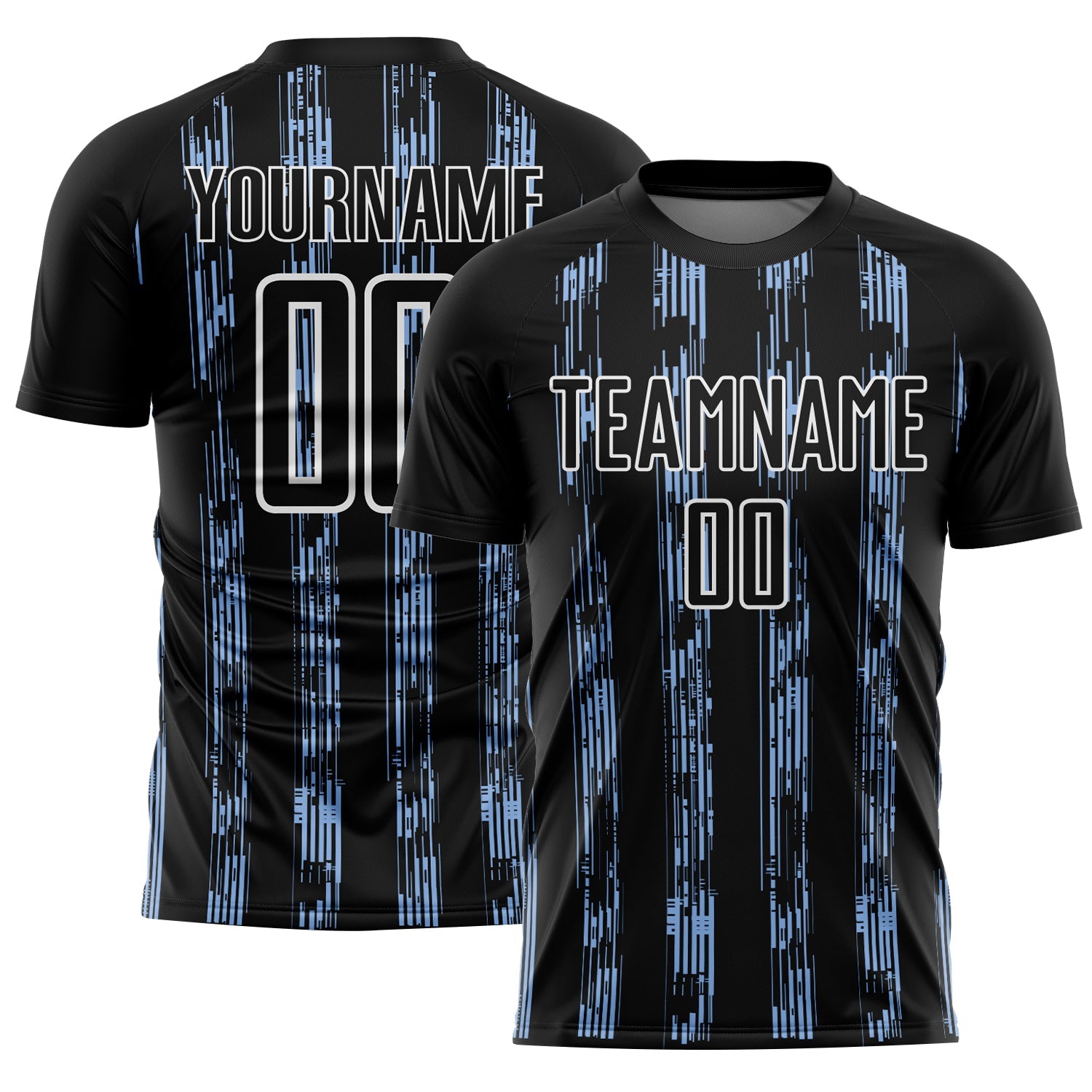 Custom Black Light Blue-White Line Sublimation Soccer Uniform Jersey - Sky-Custom