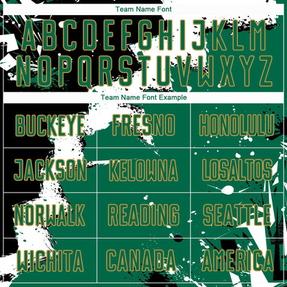Custom Black Kelly Green-Old Gold Splash Sublimation Soccer Uniform Jersey - Sky-Custom