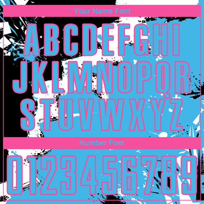 Custom Black Sky Blue-Pink Splash Sublimation Soccer Uniform Jersey - Sky-Custom