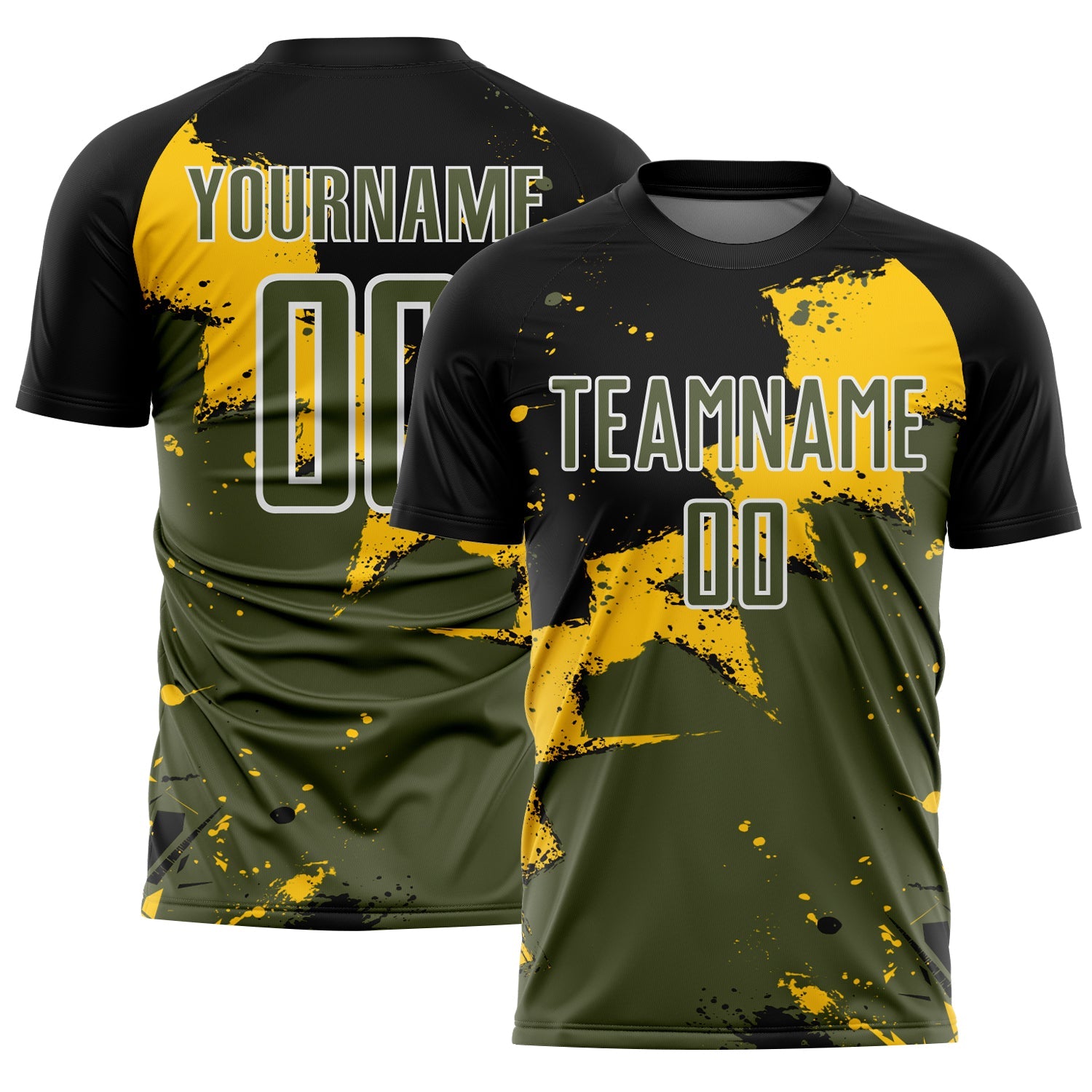 Custom Black Olive-Yellow Splash Sublimation Soccer Uniform Jersey - Sky-Custom