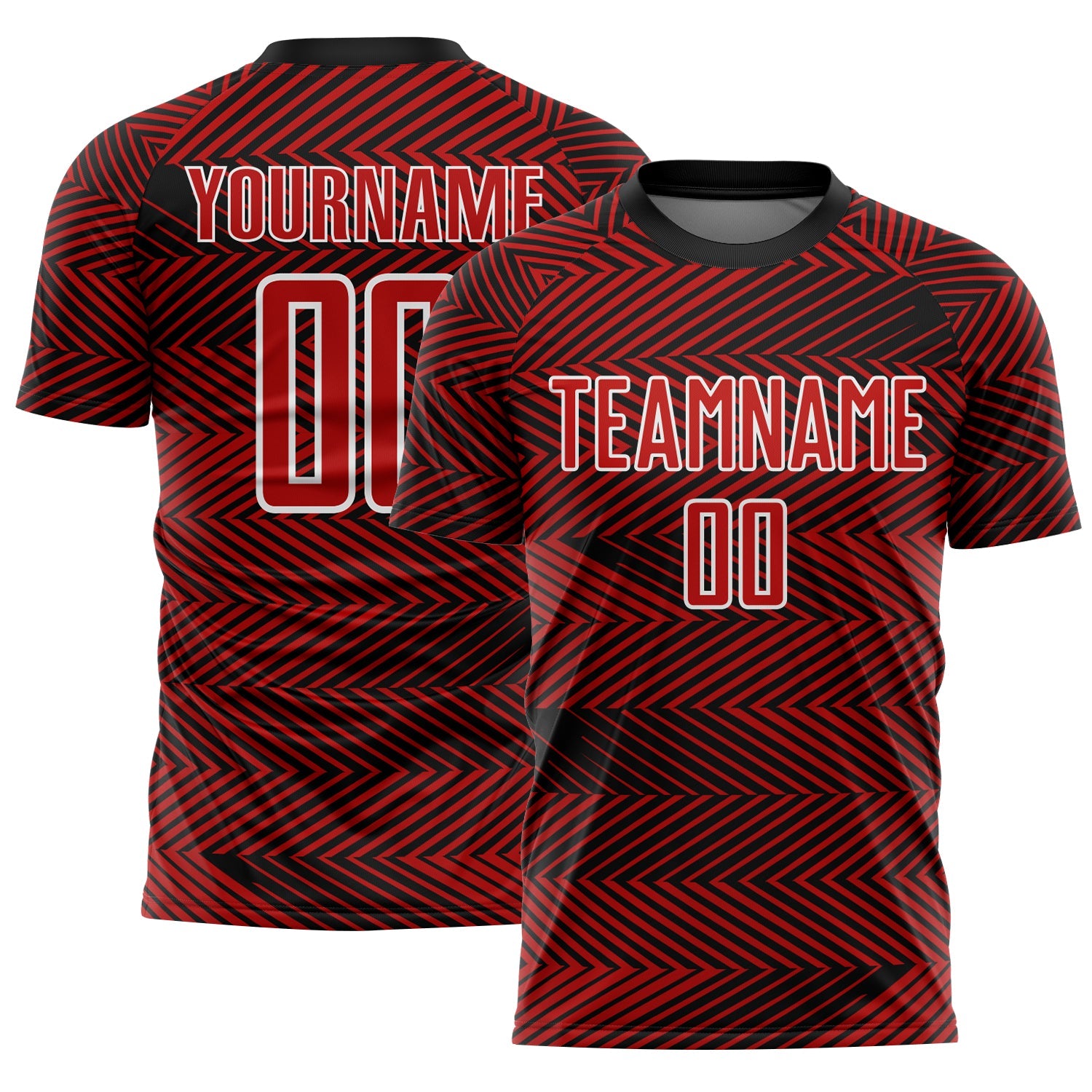 Custom Red Black-White Line Sublimation Soccer Uniform Jersey - Sky-Custom