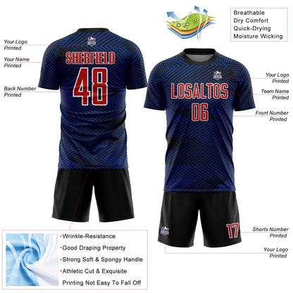 Custom Royal Red-Black Line Sublimation Soccer Uniform Jersey - Sky-Custom