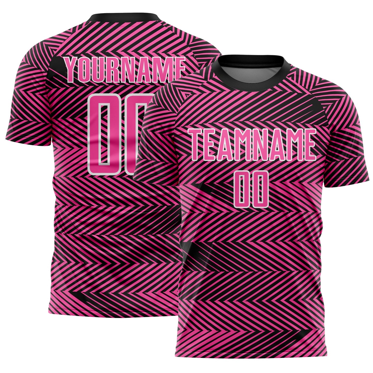 Custom Pink Black-White Line Sublimation Soccer Uniform Jersey - Sky-Custom