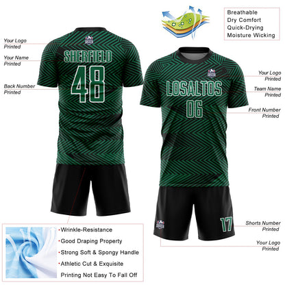 Custom Kelly Green Black-White Line Sublimation Soccer Uniform Jersey - Sky-Custom