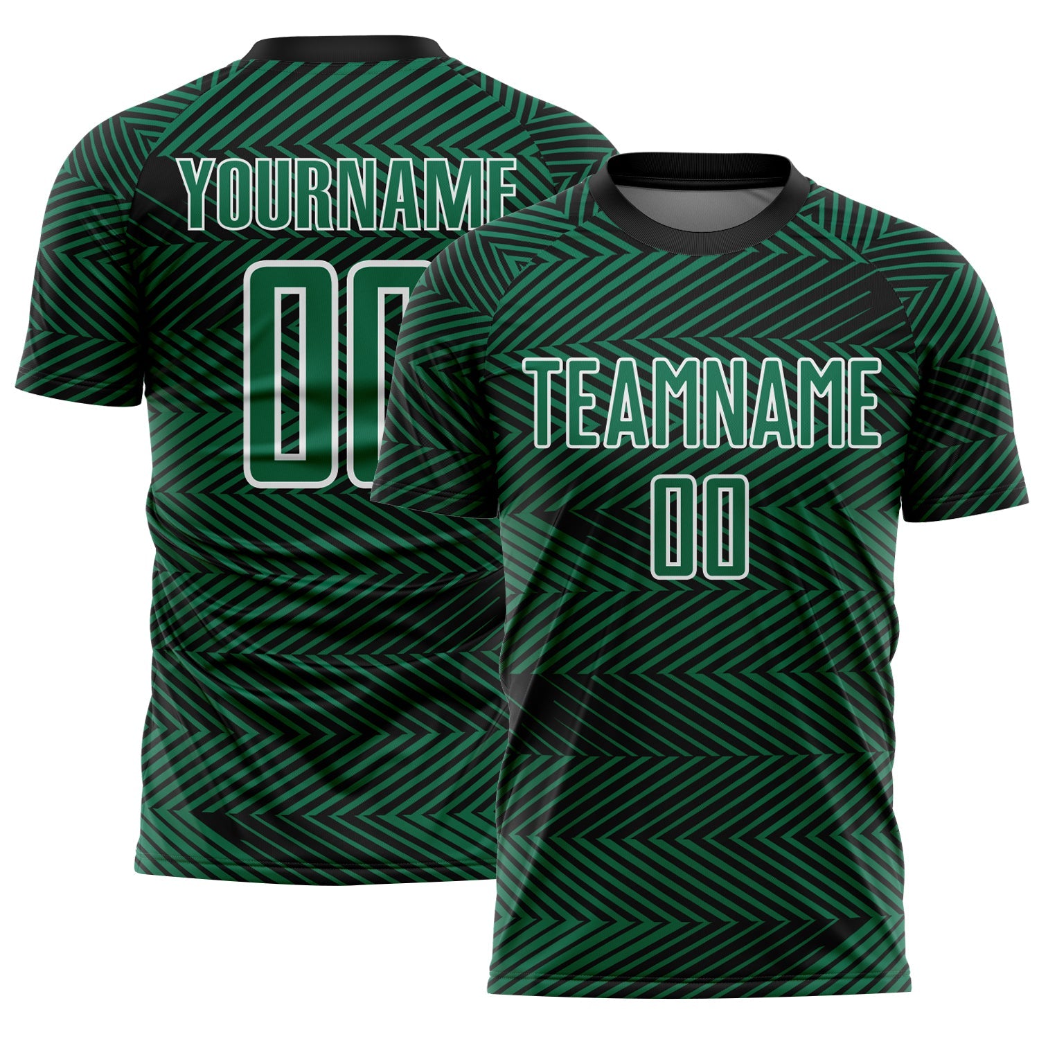 Custom Kelly Green Black-White Line Sublimation Soccer Uniform Jersey - Sky-Custom