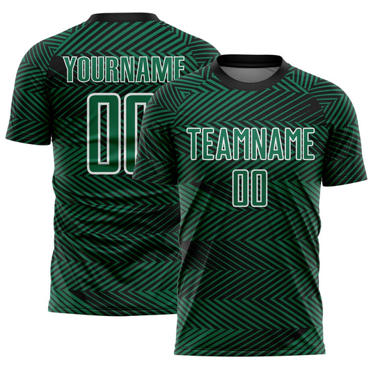 Custom Kelly Green Black-White Line Sublimation Soccer Uniform Jersey - Sky-Custom