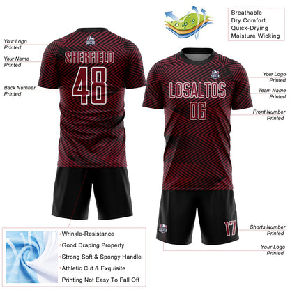 Custom Crimson Black-White Line Sublimation Soccer Uniform Jersey - Sky-Custom