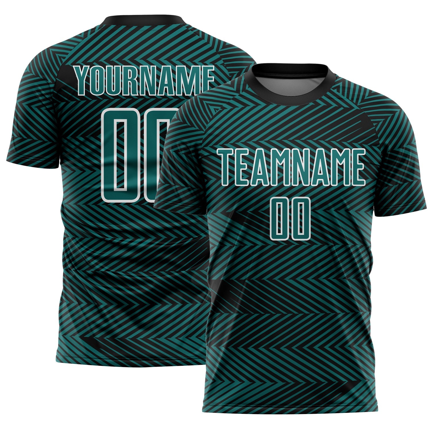 Custom Teal Black-White Line Sublimation Soccer Uniform Jersey - Sky-Custom