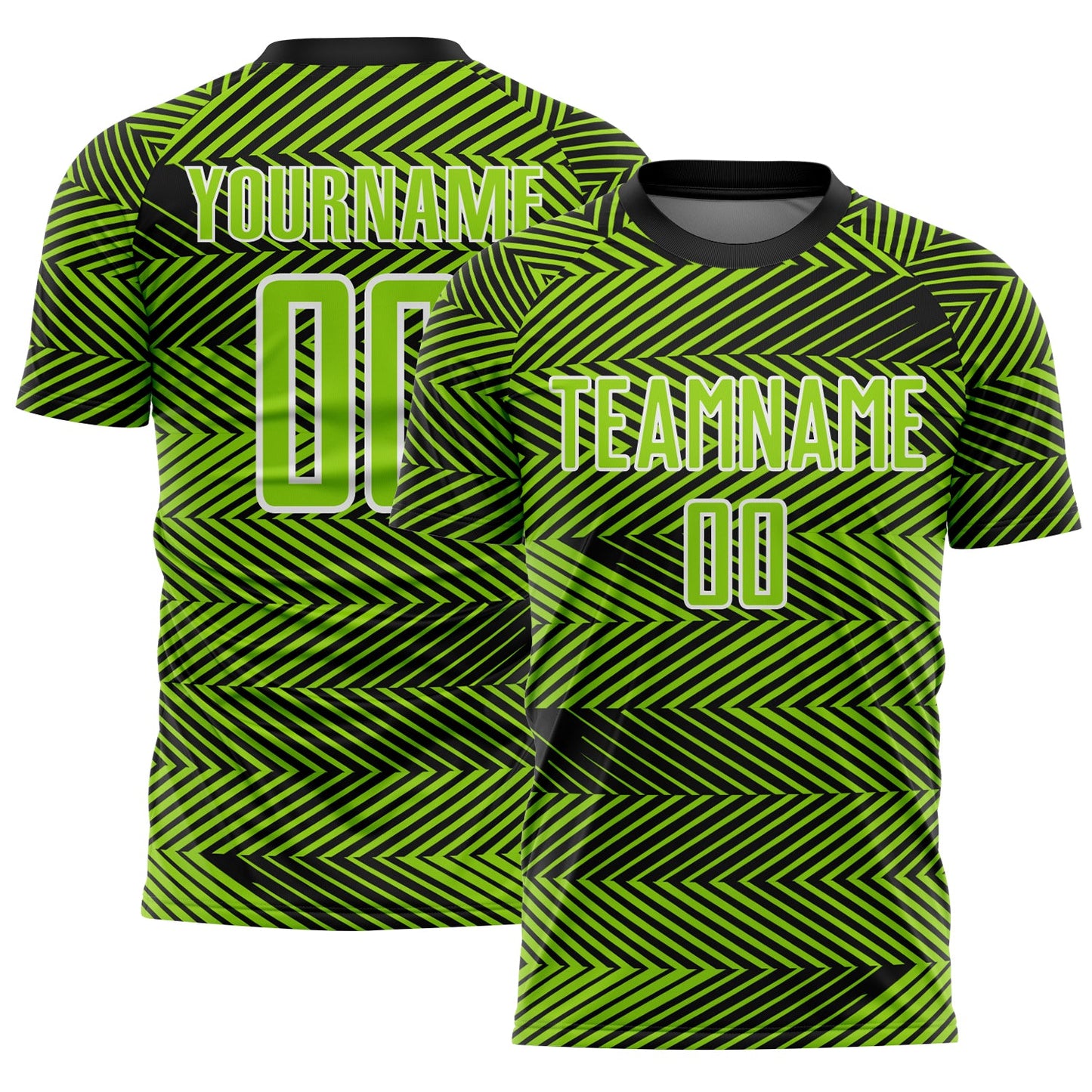 Custom Neon Green Black-White Line Sublimation Soccer Uniform Jersey - Sky-Custom