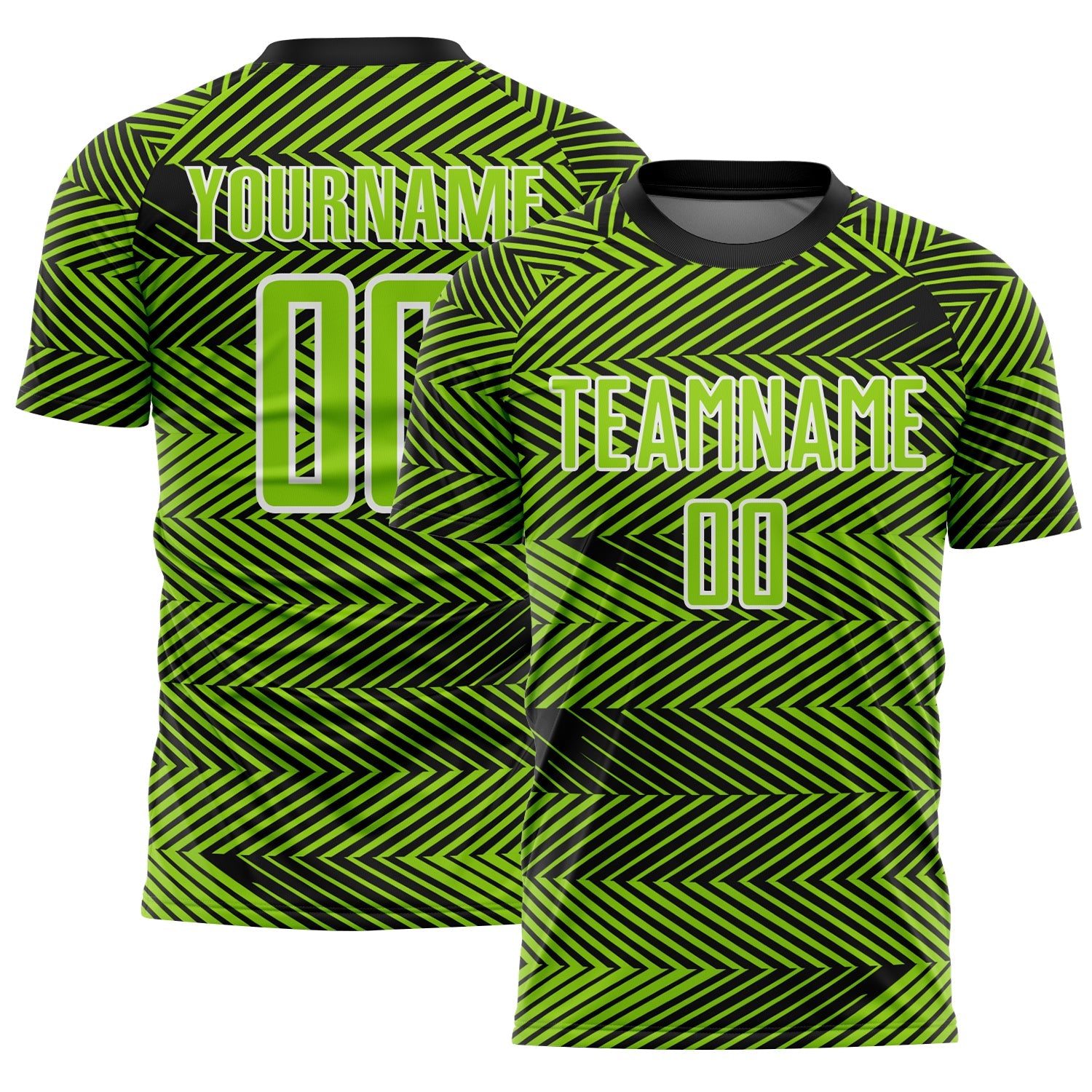 Custom Neon Green Black-White Line Sublimation Soccer Uniform Jersey - Sky-Custom