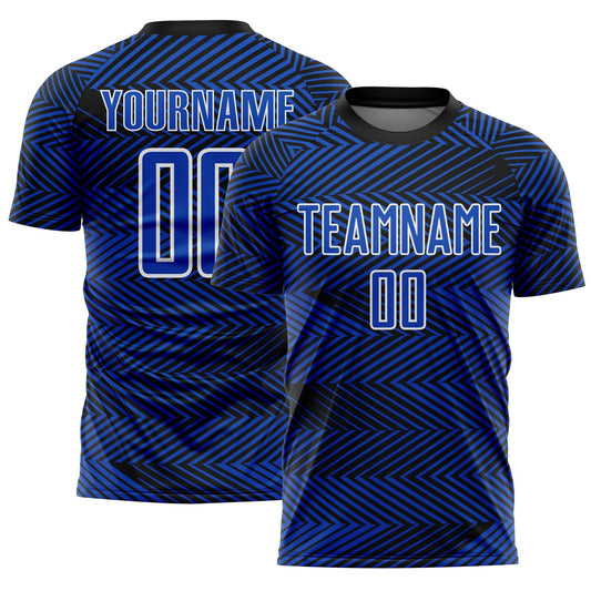 Custom Thunder Blue Black-White Line Sublimation Soccer Uniform Jersey - Sky-Custom