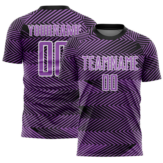 Custom Medium Purple Black-White Line Sublimation Soccer Uniform Jersey - Sky-Custom
