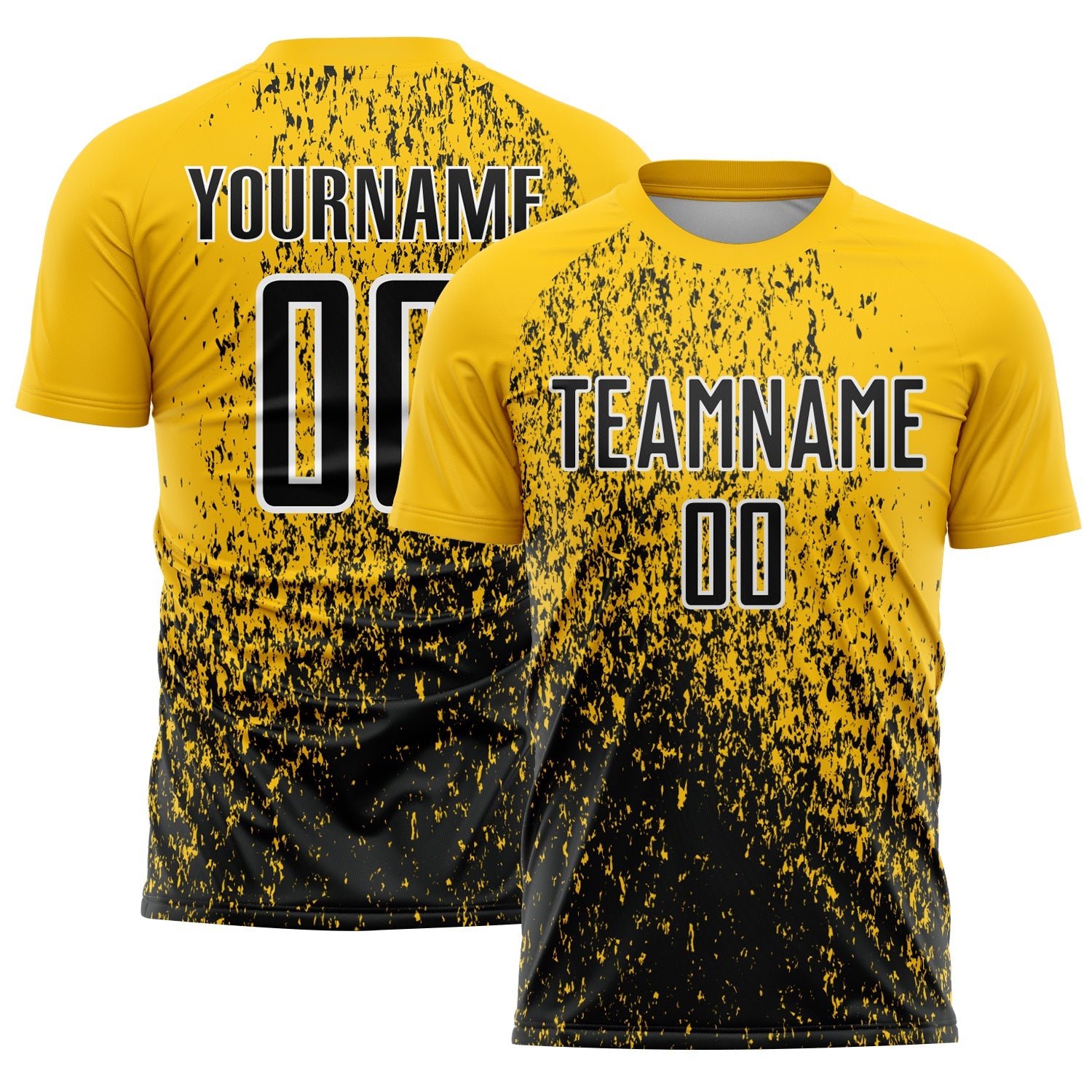 Custom Yellow Black-White Abstract Fragment Art Sublimation Soccer Uniform Jersey - Sky-Custom