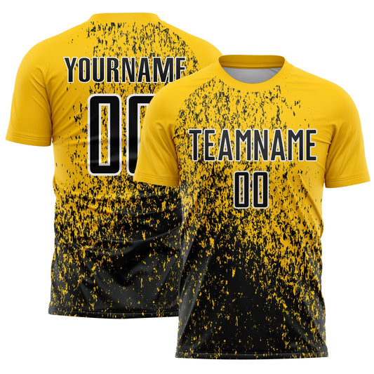 Custom Yellow Black-White Abstract Fragment Art Sublimation Soccer Uniform Jersey - Sky-Custom