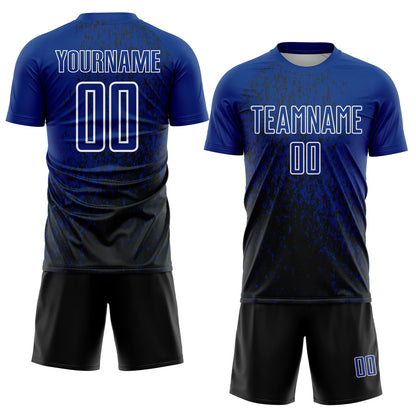 Custom Royal Black-White Abstract Fragment Art Sublimation Soccer Uniform Jersey - Sky-Custom