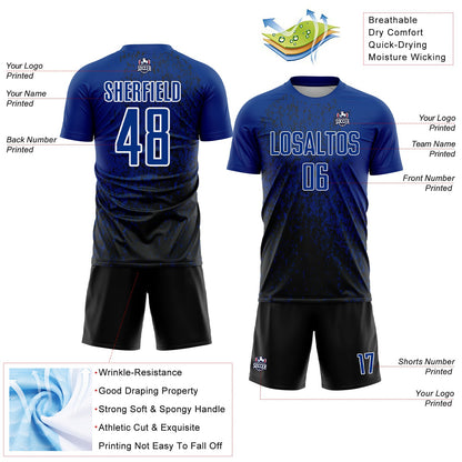 Custom Royal Black-White Abstract Fragment Art Sublimation Soccer Uniform Jersey - Sky-Custom