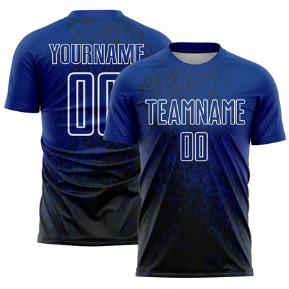 Custom Royal Black-White Abstract Fragment Art Sublimation Soccer Uniform Jersey - Sky-Custom