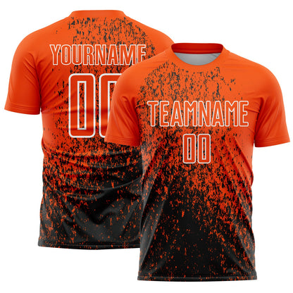 Custom Orange Black-White Abstract Fragment Art Sublimation Soccer Uniform Jersey - Sky-Custom