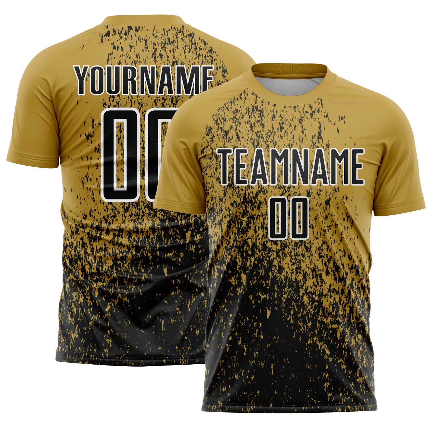Custom Old Gold Black-White Abstract Fragment Art Sublimation Soccer Uniform Jersey - Sky-Custom