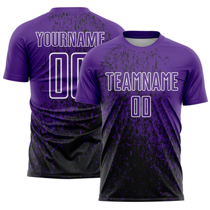 Custom Purple Black-White Abstract Fragment Art Sublimation Soccer Uniform Jersey - Sky-Custom