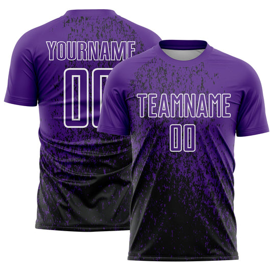 Custom Purple Black-White Abstract Fragment Art Sublimation Soccer Uniform Jersey - Sky-Custom